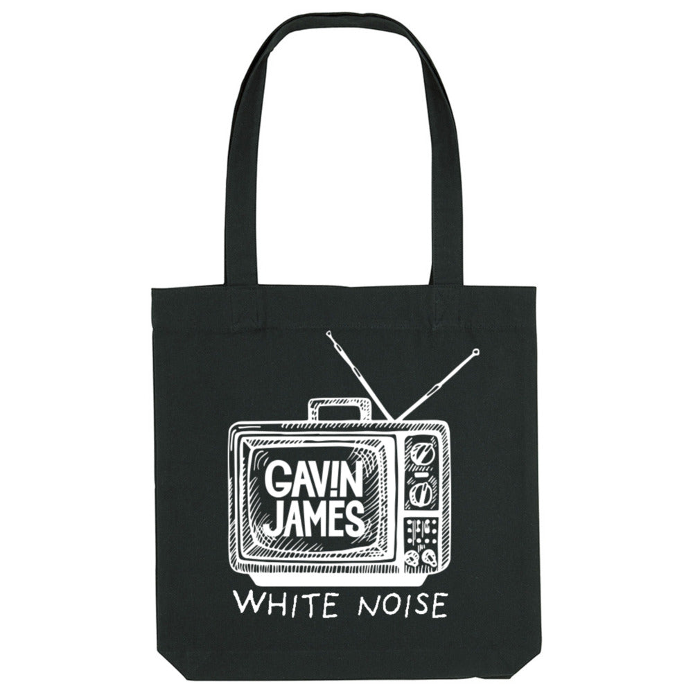 'White Noise' Black Tote Bag