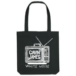 'White Noise' Black Tote Bag